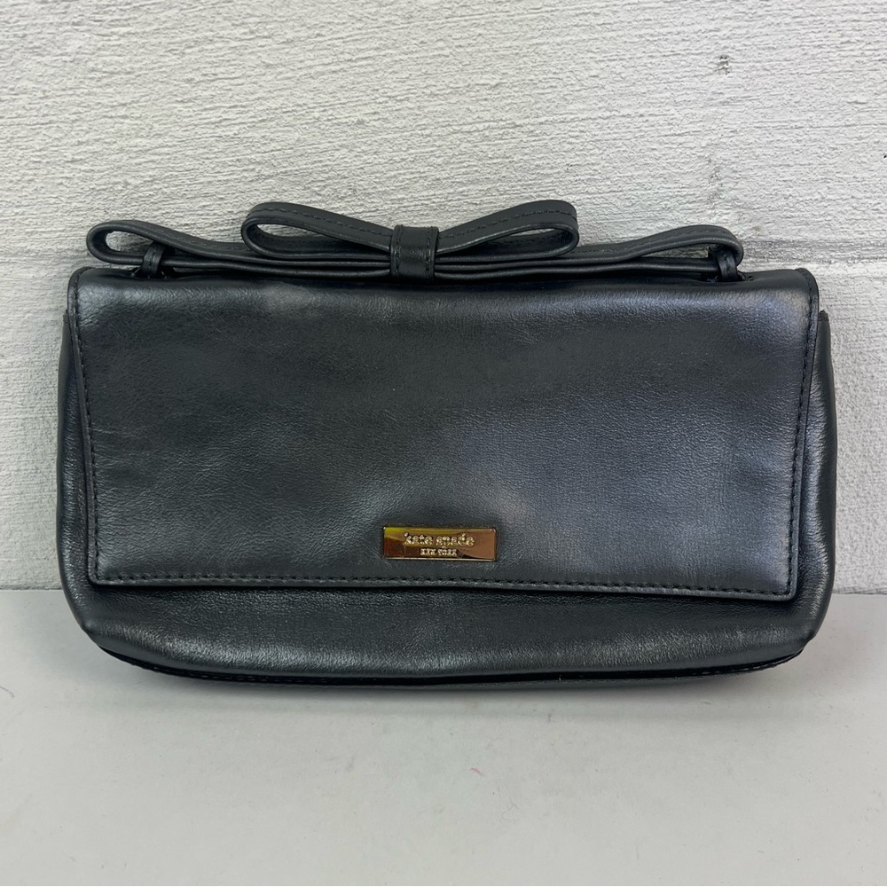Kate Spade Pewter Bow Handle Crossbody Clutch
